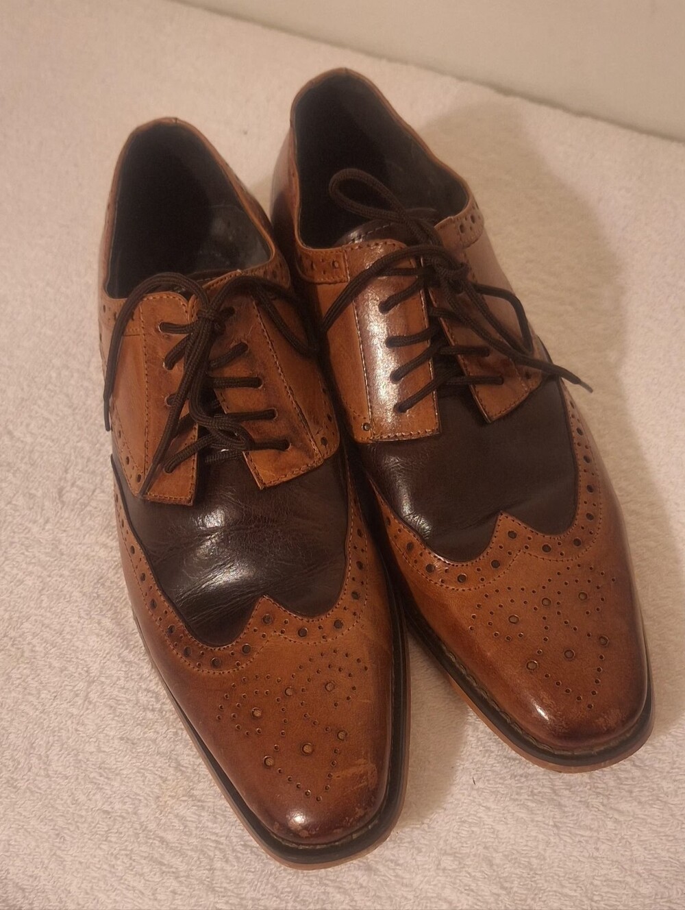 Stacy Adams Two-Tone Brown & Dark Brown Wingtip Oxfords